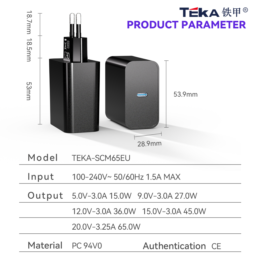 65W PD 65W PD Single C- EU Diversified Fast Charger