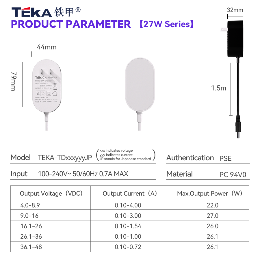 TD-JP Wall mount 27w power adapter