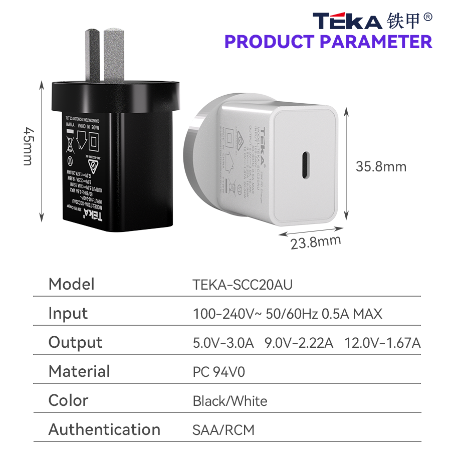 20W PD 20W PD-AU Diversified Fast Charger