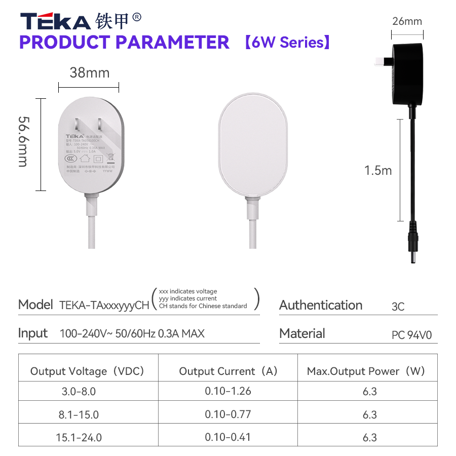 TA-CH Wall Wall Mount 7.5w Power Adapter