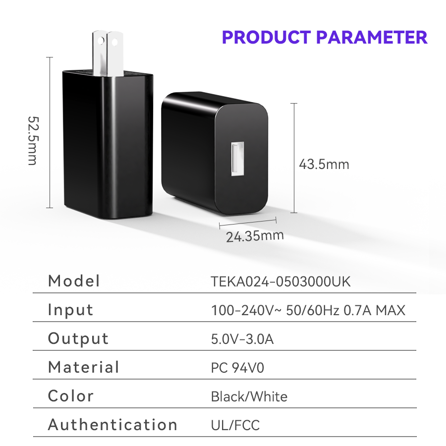 5V3A USB 5V3A-US Diversified Fast Charger