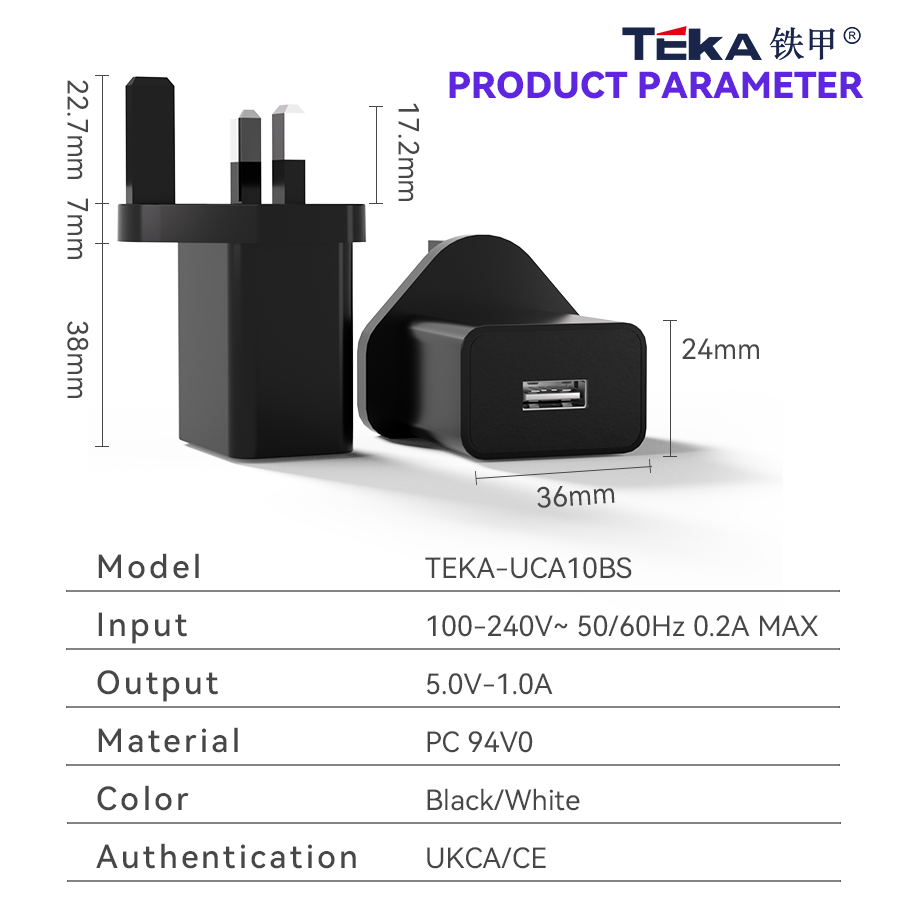 Caricabatterie rapido diversificato USB 5V1A 5V1A-BS