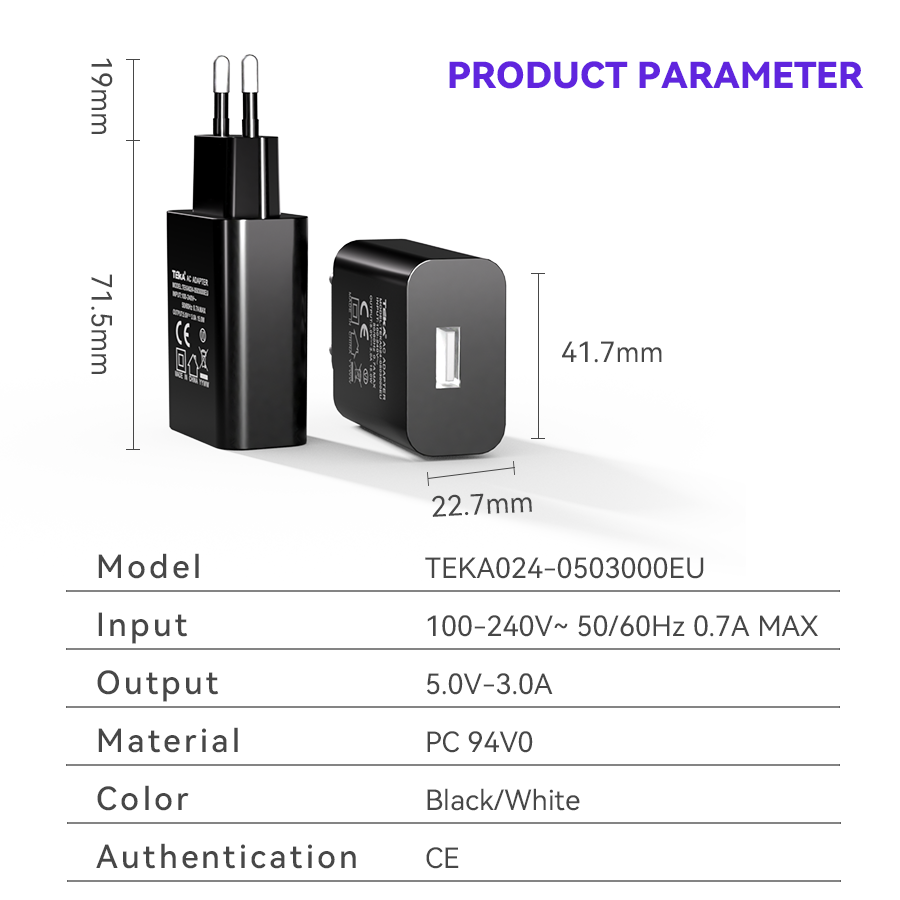 5V3A USB 5V3A-EU Diversified Fast Charger