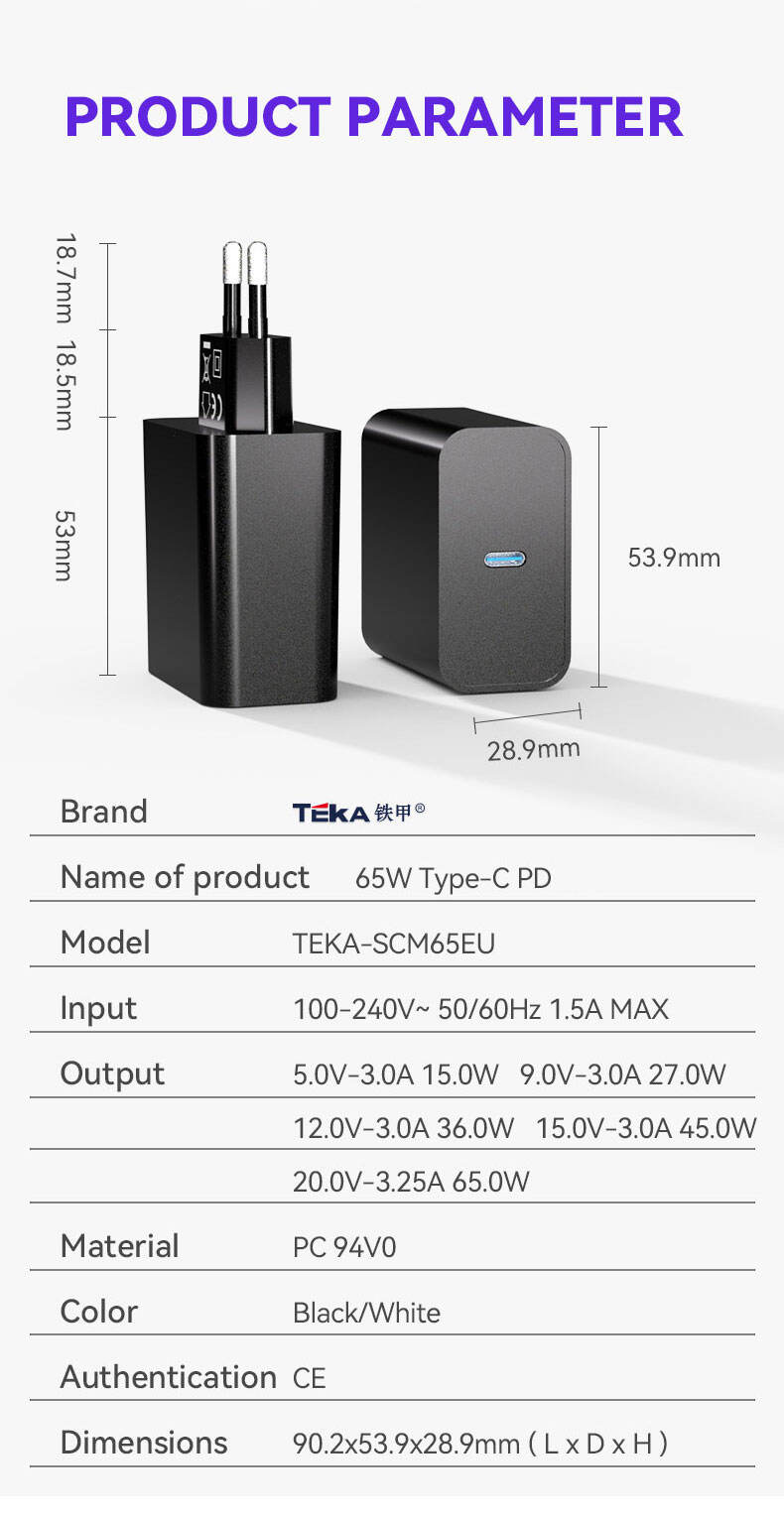 65W PD 65W PD Single C- EU Diversified Fast Charger details