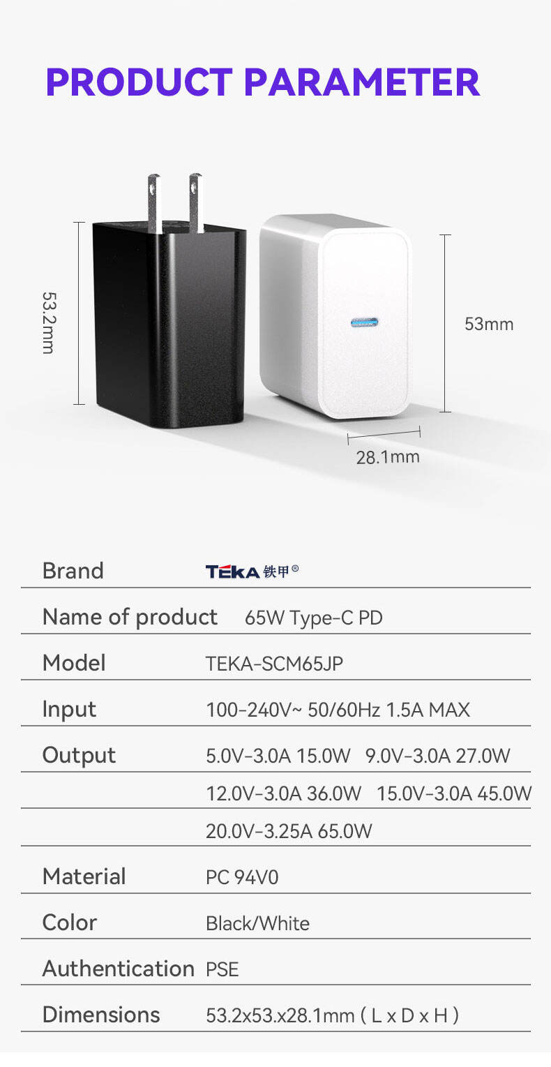 65W PD 65W PD Single C- JP Diversified Fast Charger manufacture