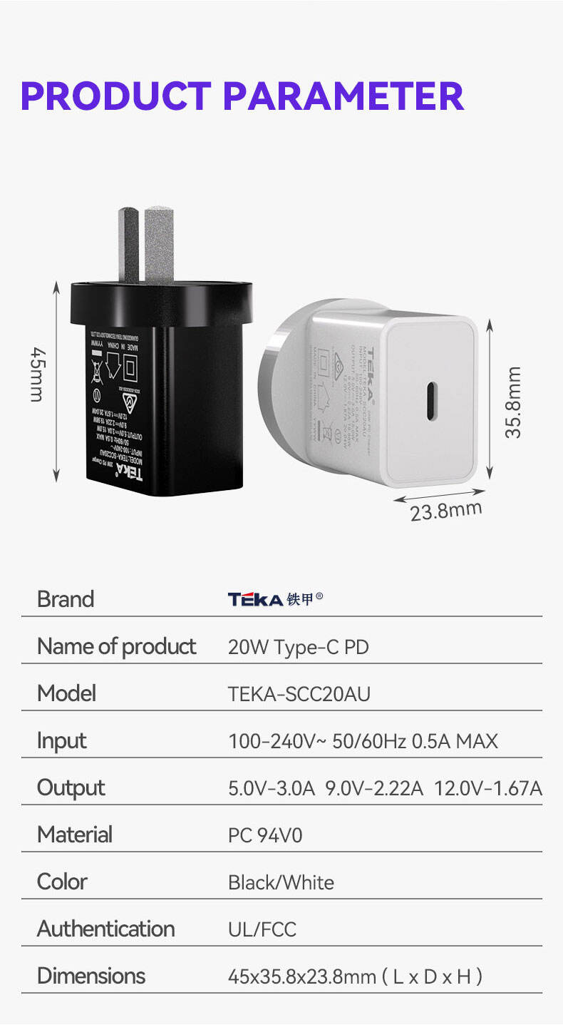 20W PD 20W PD-AU Diversified Fast Charger supplier