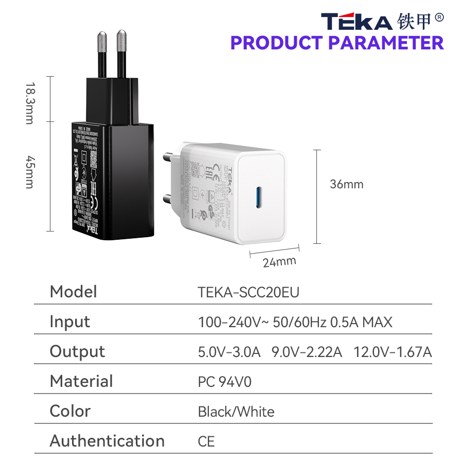 20W PD 20W PD-EU Diversified Fast Charger