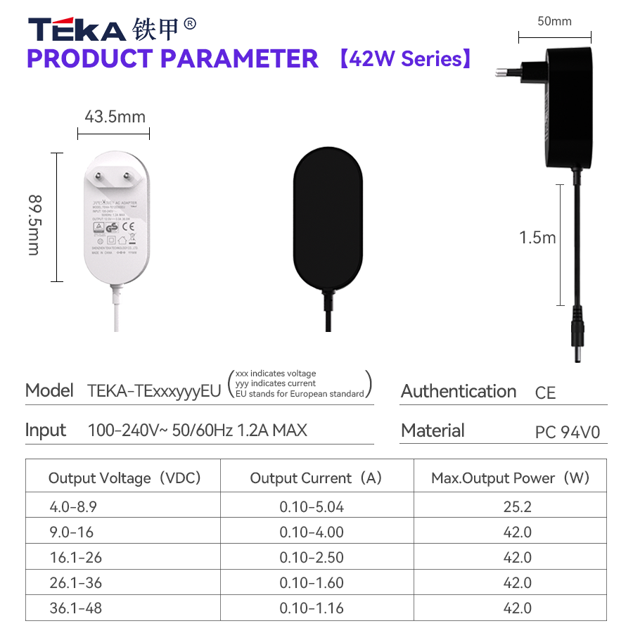 TE-EU Wall mount 42w power adapter