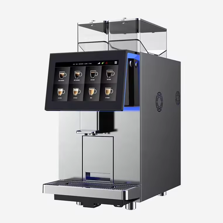 Digital touch screen professional commercial fully automatic bean to cup espresso coffee machine with milk frothing