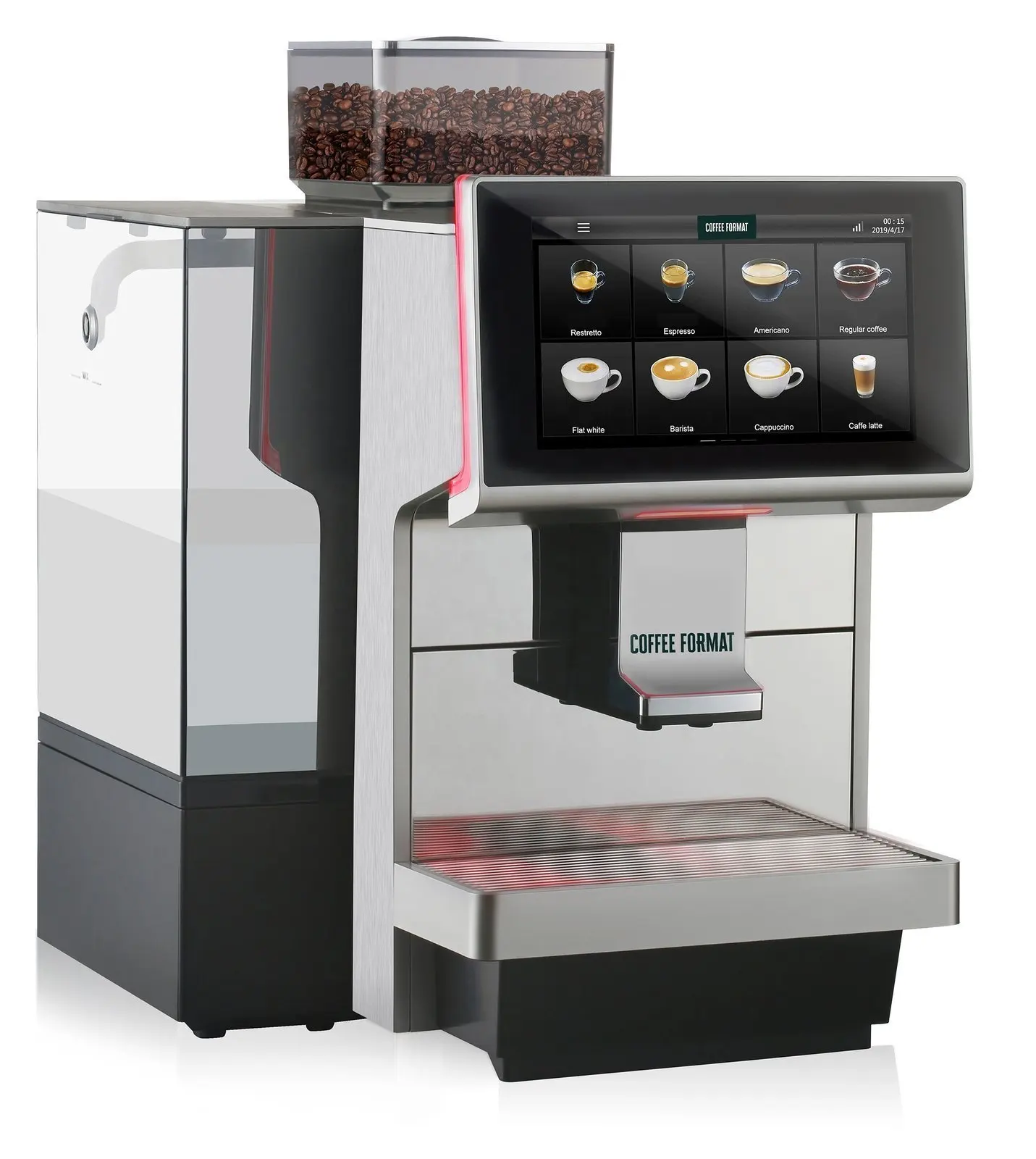 Touch Screen Barista fully Automatic Bean to Cup Commercial espresso Coffee Machine with milk