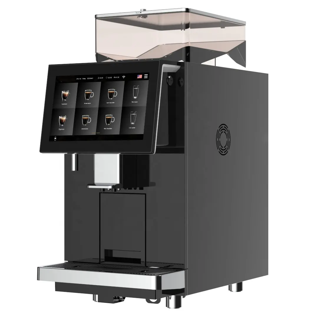 Commercial bean to cup fully super auto automatic cappuccino espresso coffee machine for commercial use