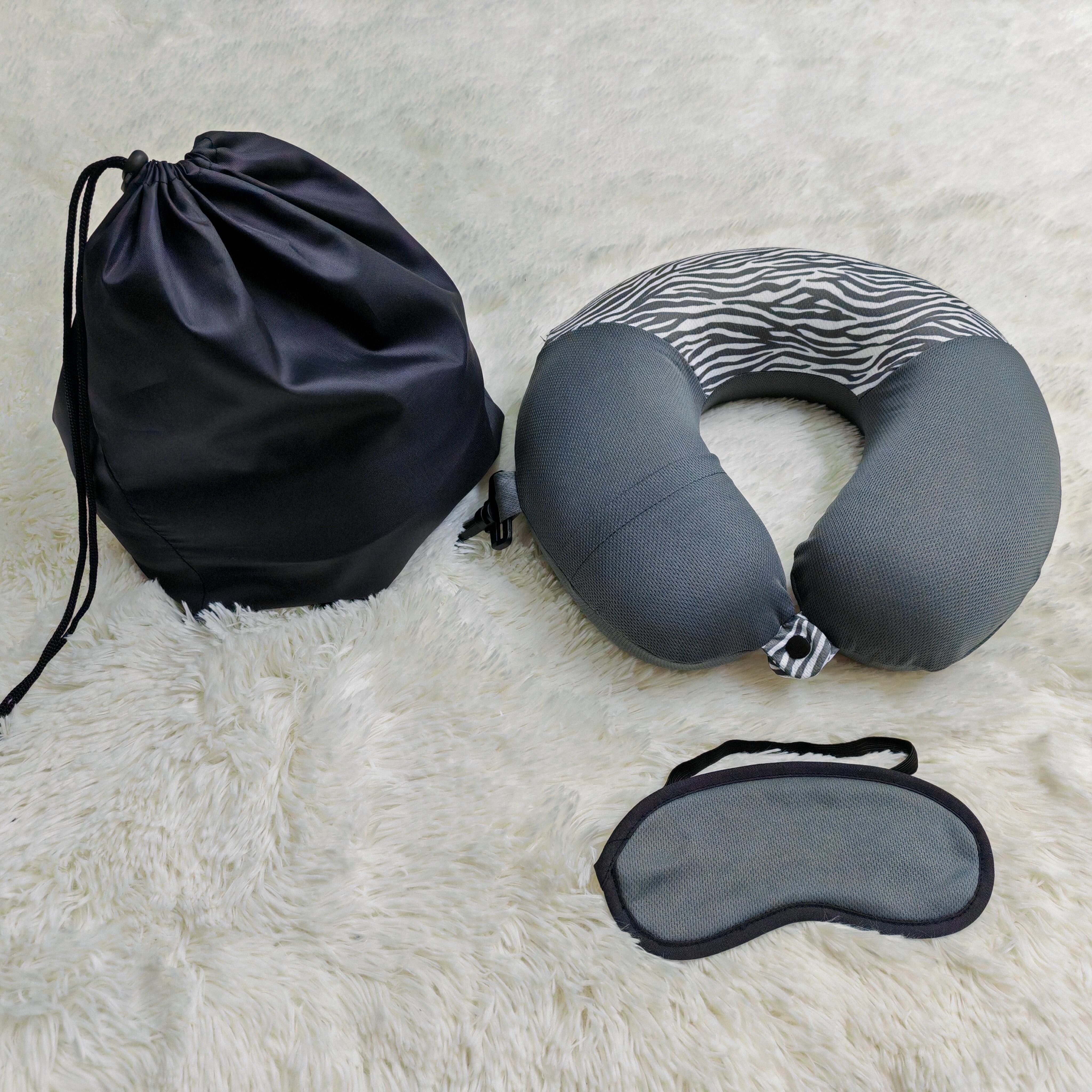 Memory Foam Neck Travel Pillow with Digital printed and Eye mask set supplier