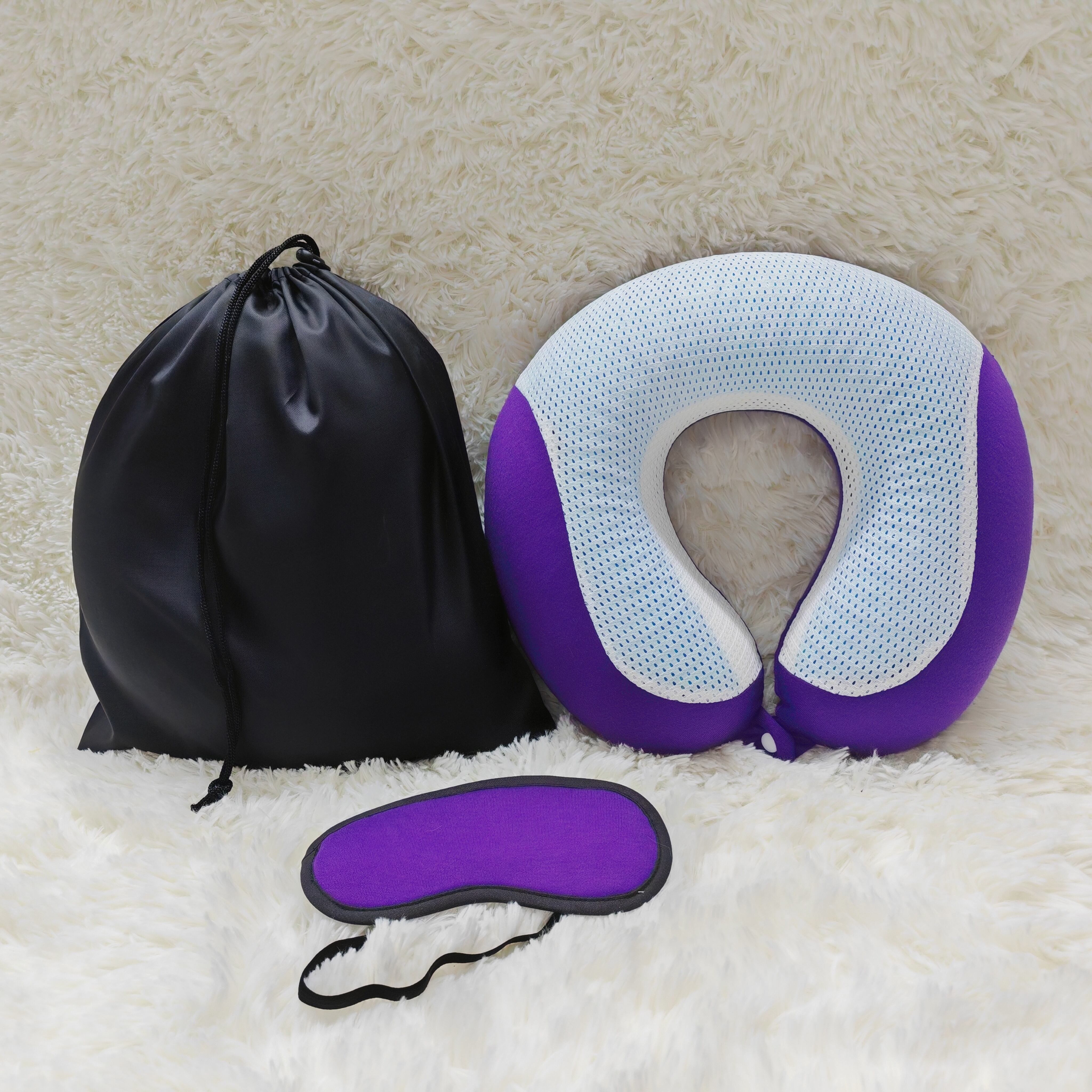 Comfortable Memory Foam Neck Travel Pillow with Cooling Gel details