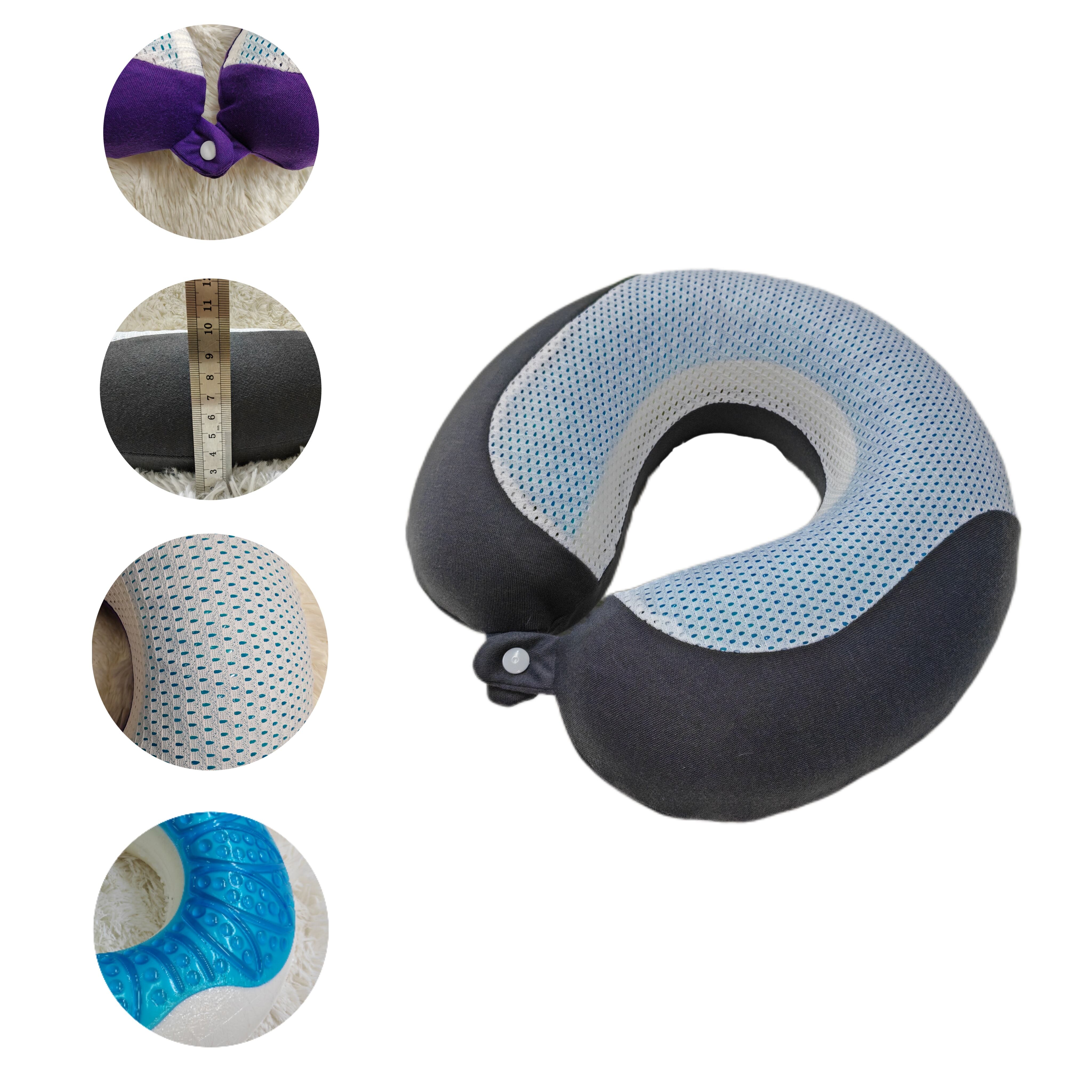 Comfortable Memory Foam Neck Travel Pillow with Cooling Gel details