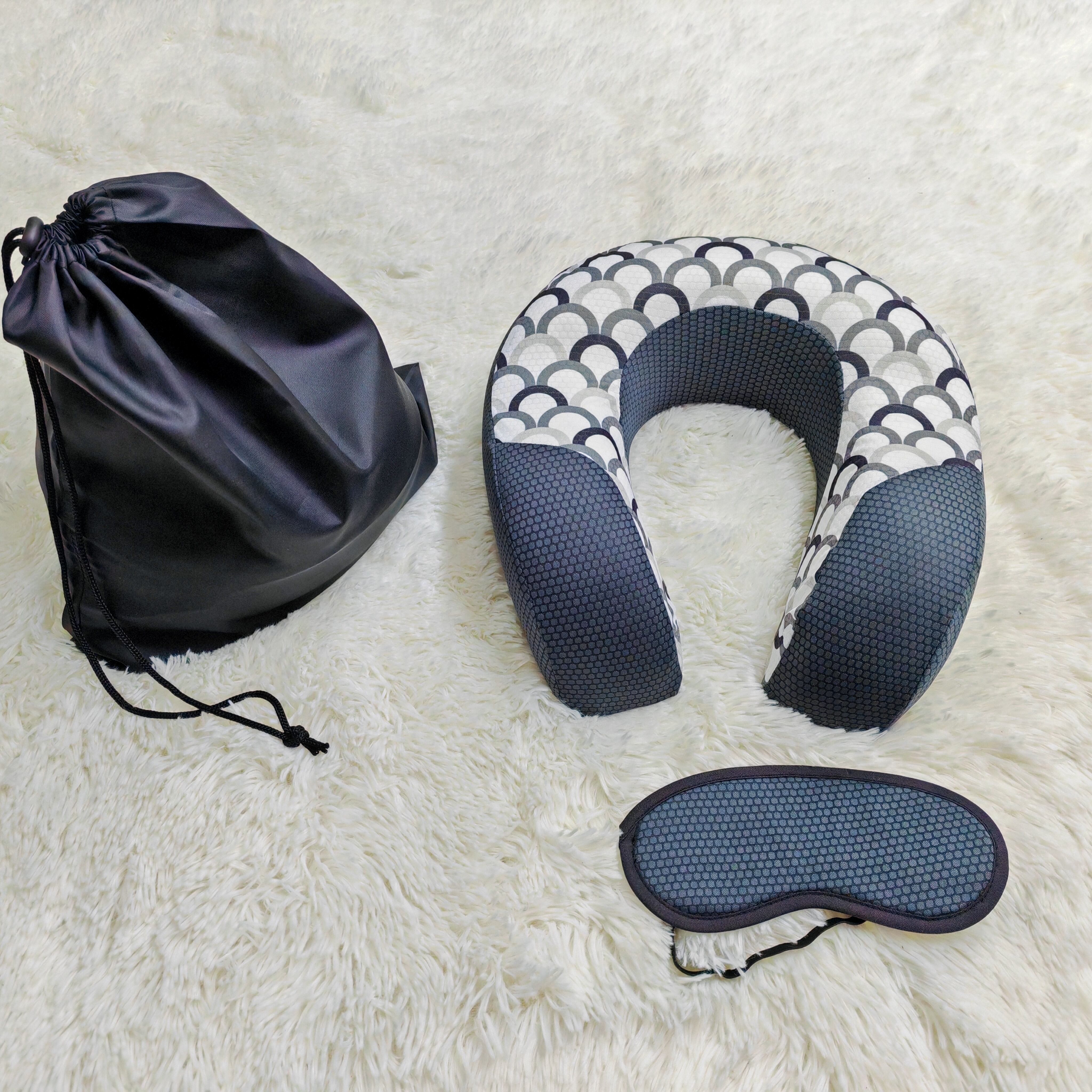 Breathable Memory Foam Neck Travel Pillow Eye mask set manufacture