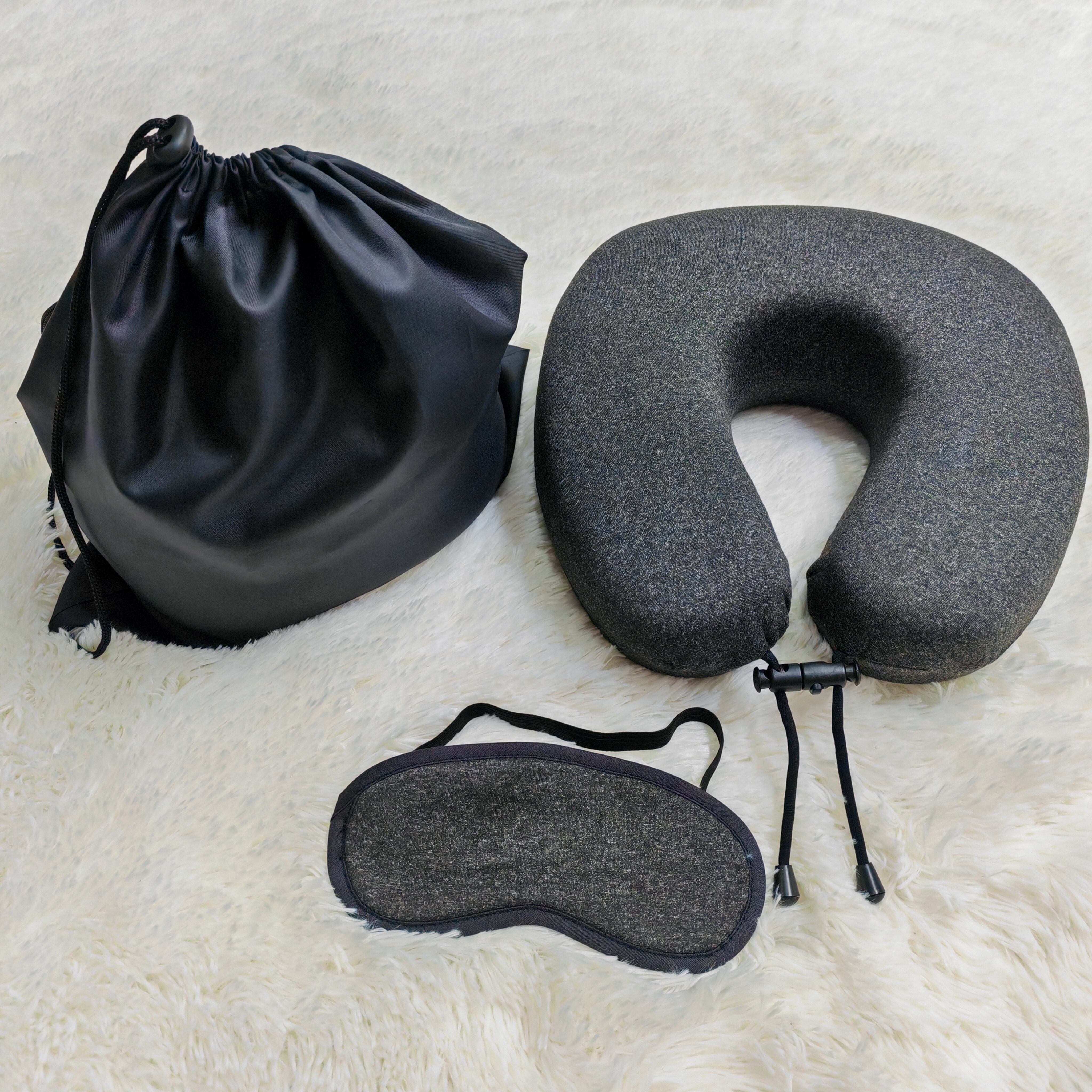 Memory Foam Neck Travel Pillow with Eye mask set manufacture