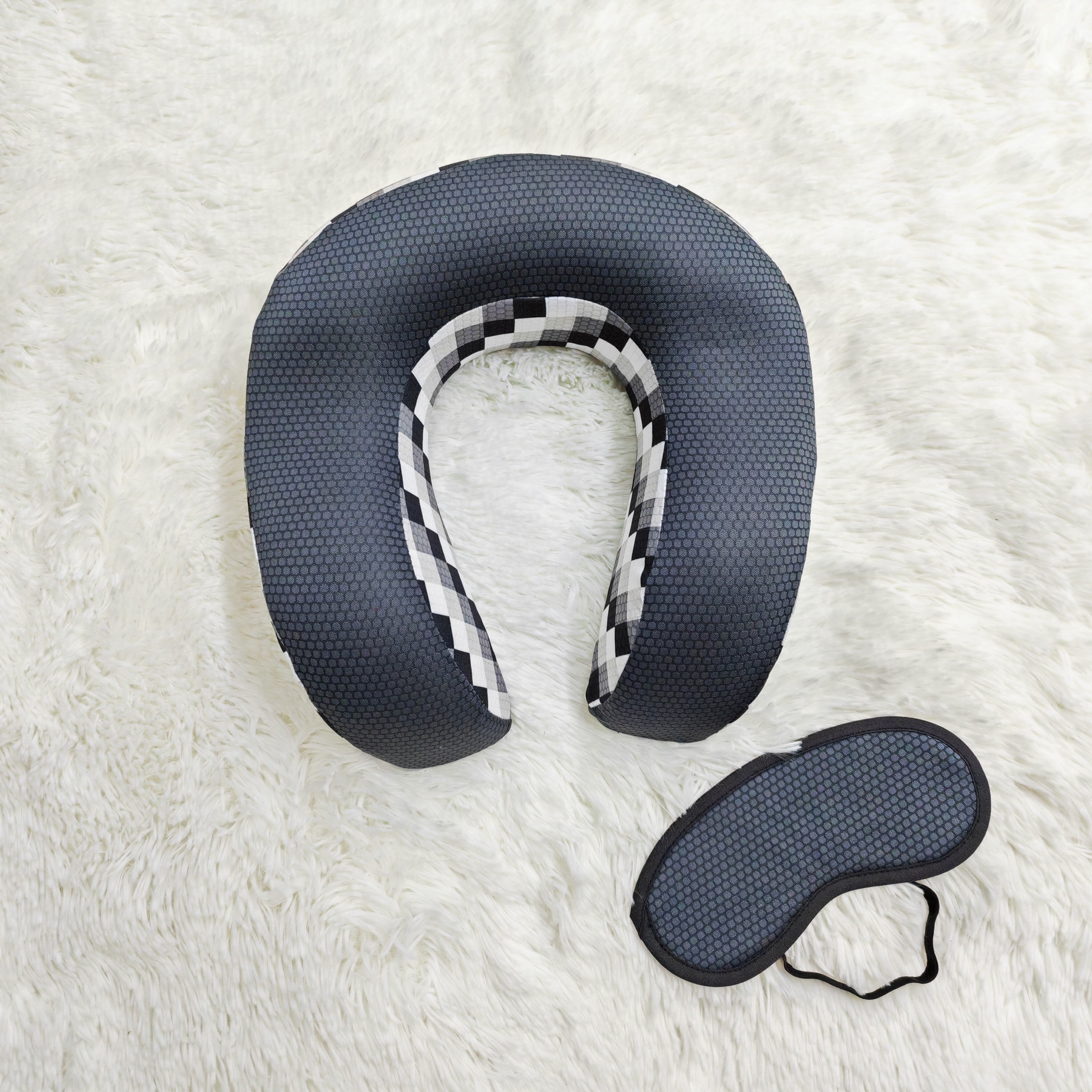 Comfortable Memory Foam Neck Travel Pillow Eye mask set manufacture