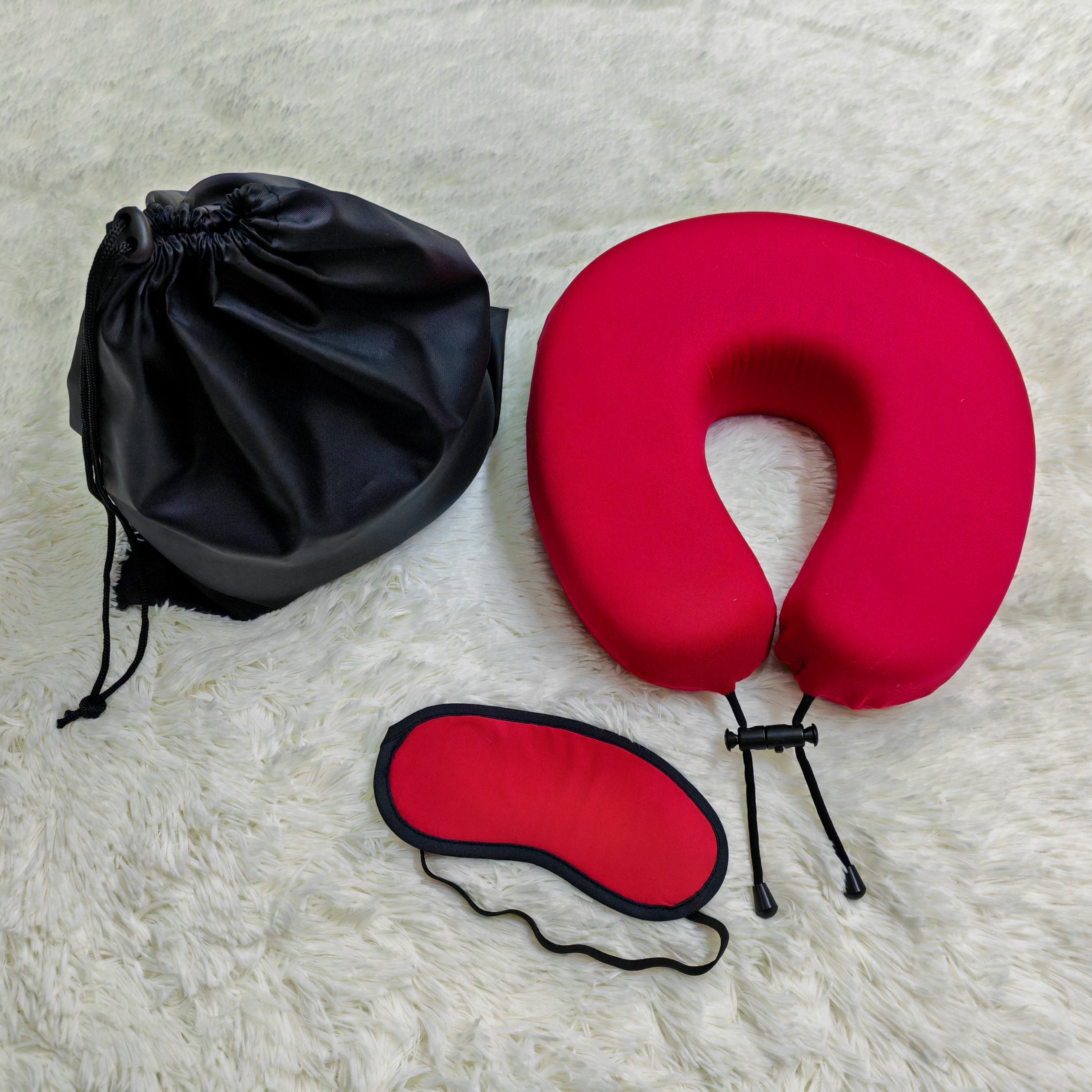 Memory Foam Neck Travel Pillow with Eye mask set details