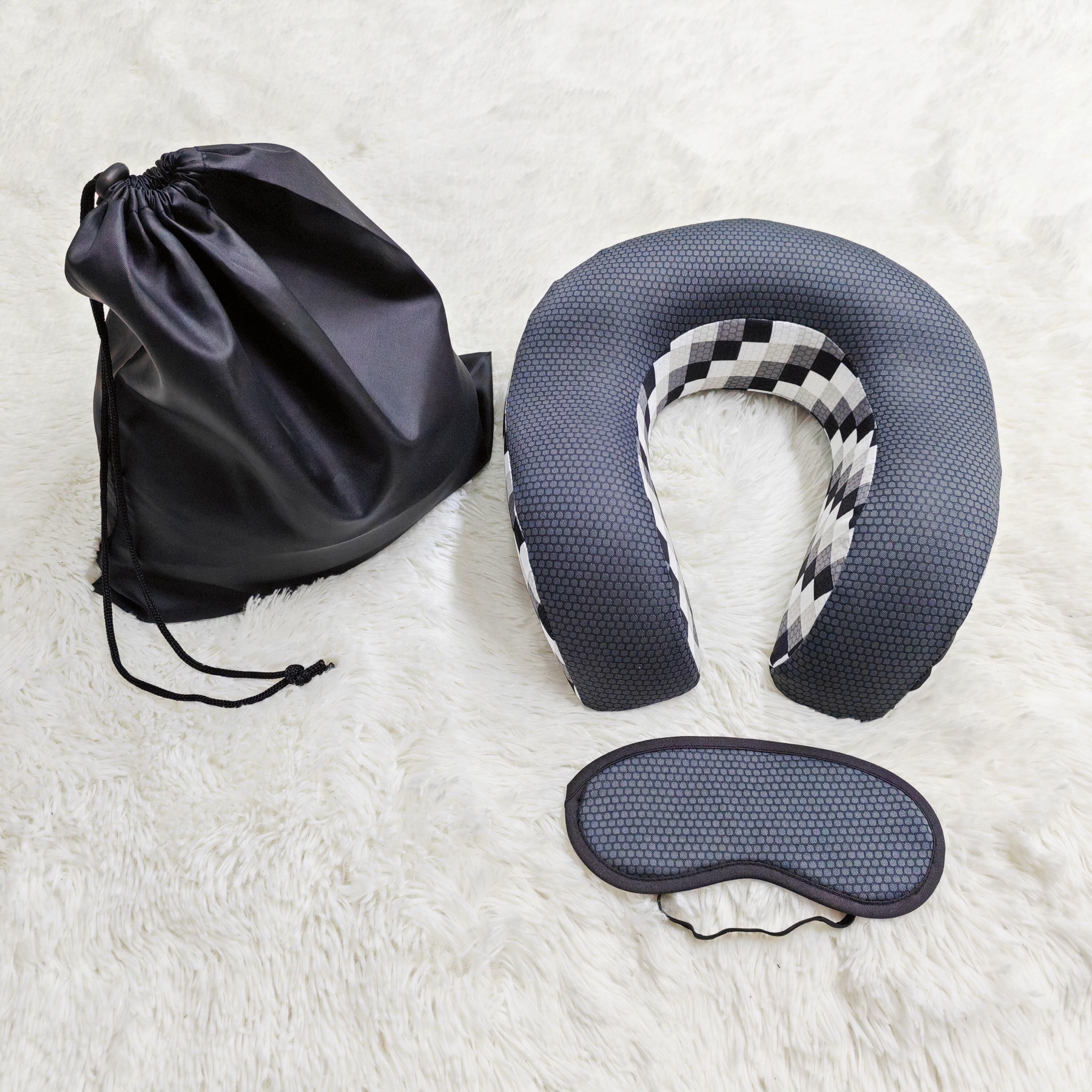 Comfortable Memory Foam Neck Travel Pillow Eye mask set supplier