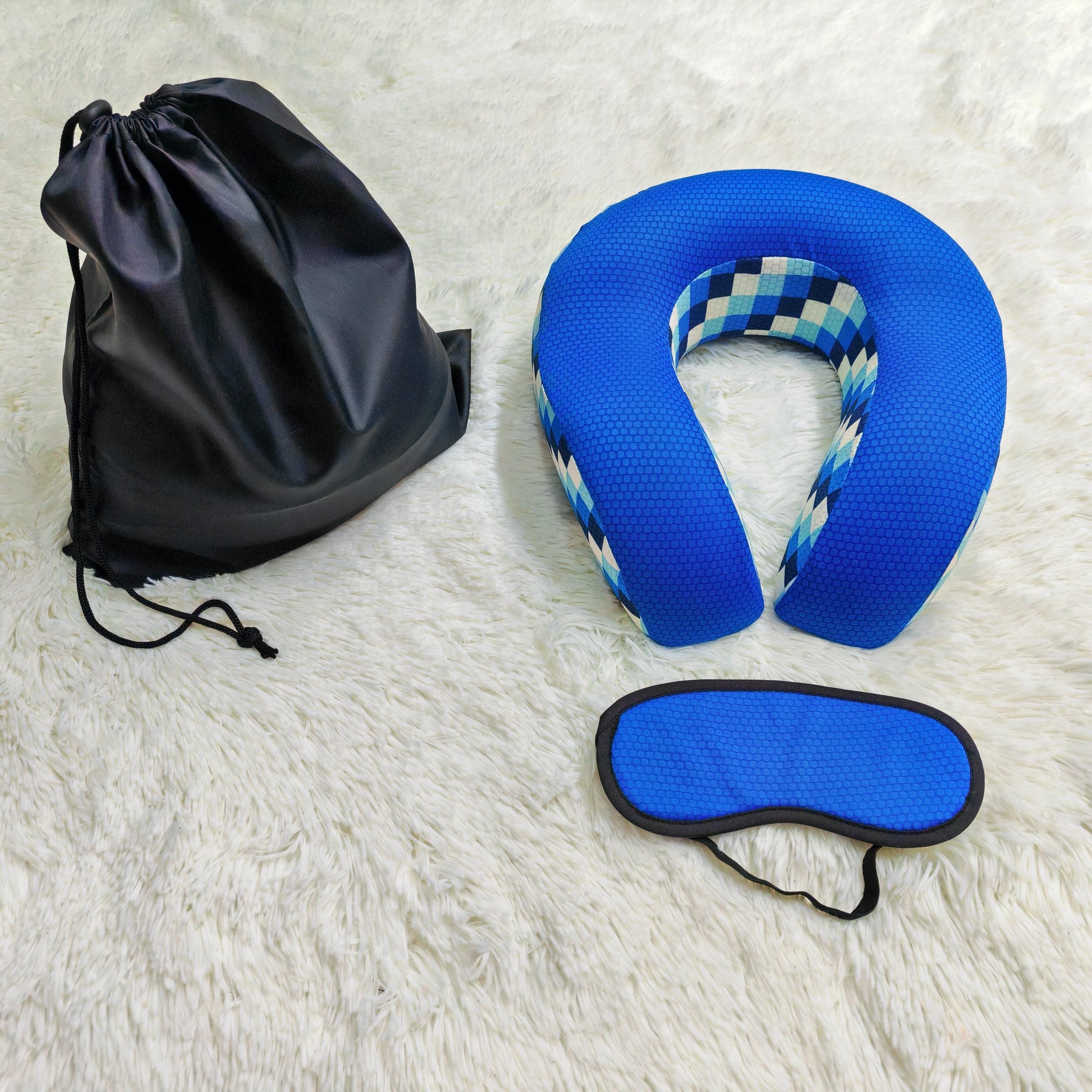 Comfortable Memory Foam Neck Travel Pillow Eye mask set supplier