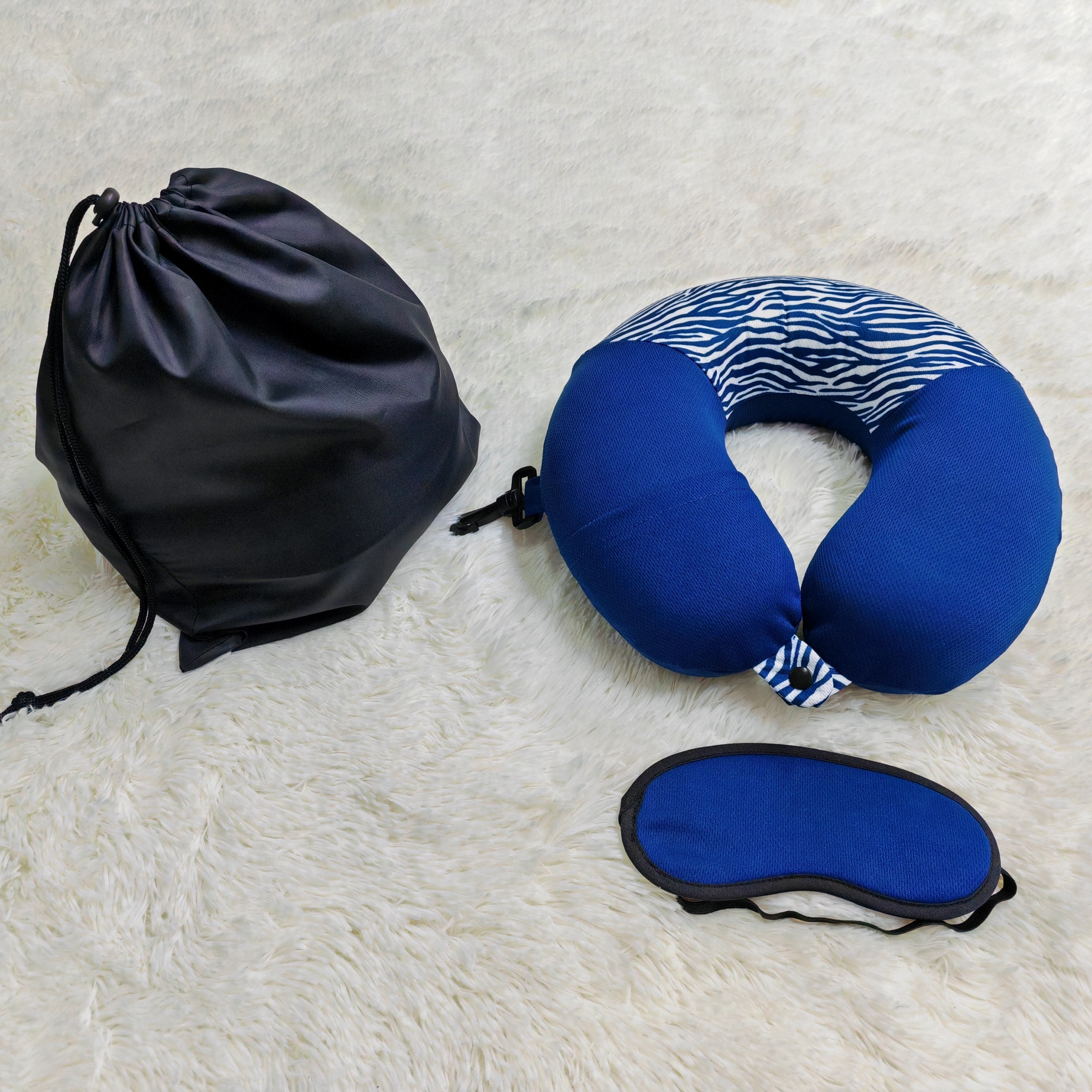 Memory Foam Neck Travel Pillow with Digital printed and Eye mask set supplier