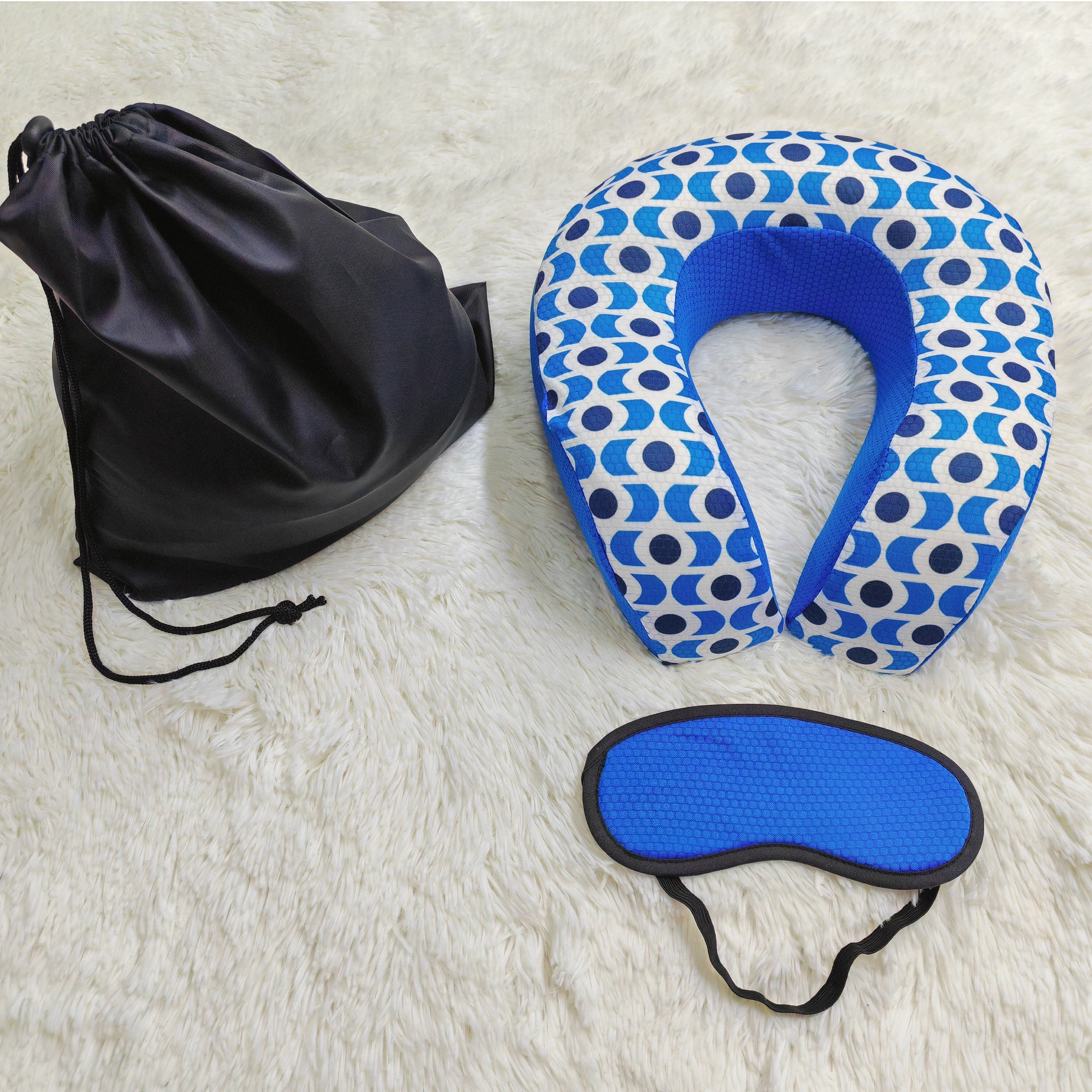 Breathable Memory Foam Neck Travel Pillow Eye mask set manufacture