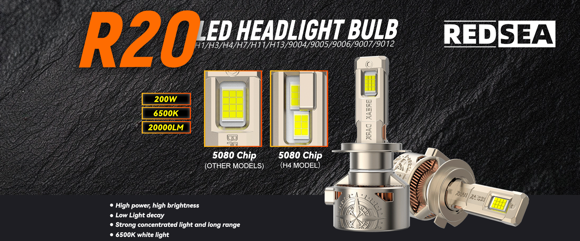 redsea r20 led headlight bulbs 200w 20000lm-3
