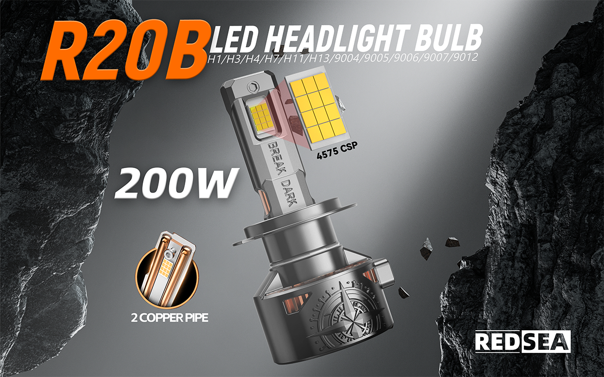 redsea r20b car led headlight 200w 20000lm-3