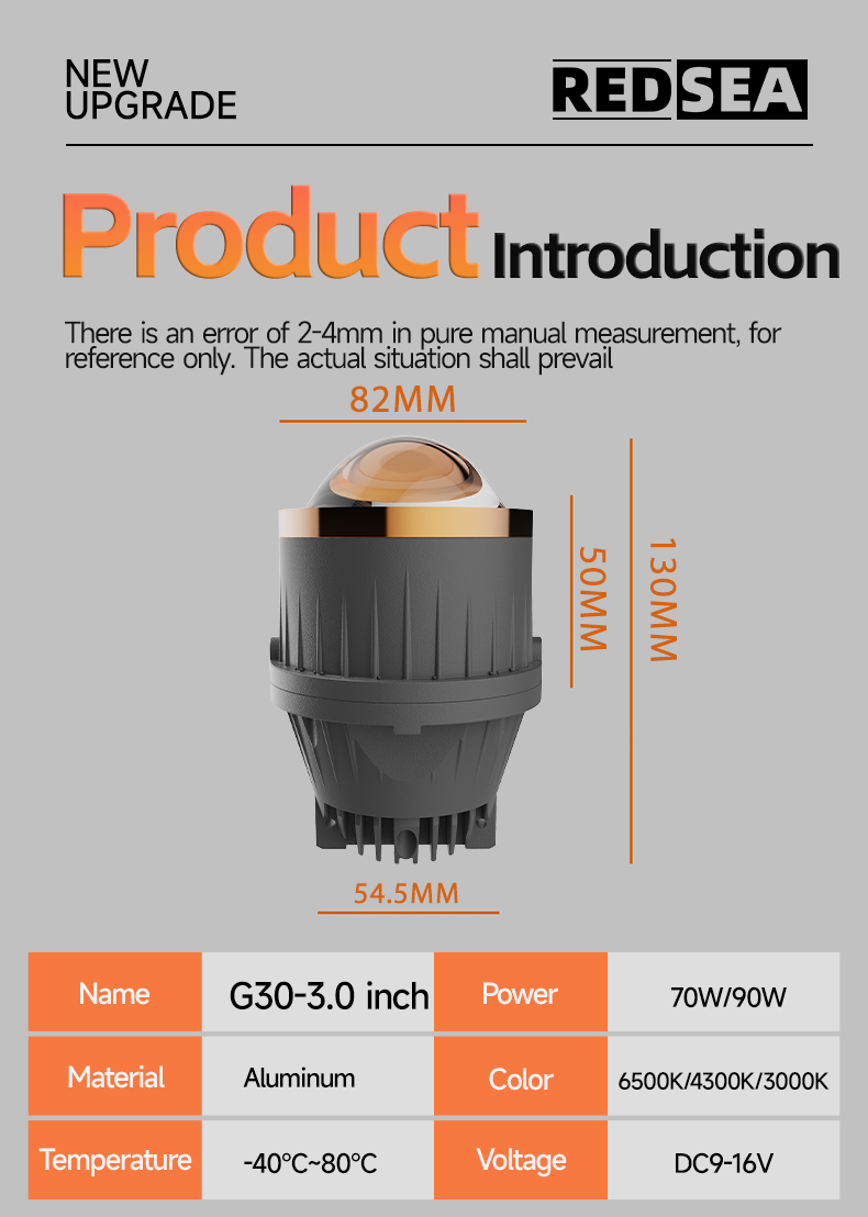 REDSEA G30 LED FOG PROJECTOR Lamp 35-45w 3500-4500lm