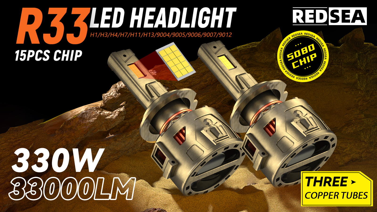 redsea r33 330w 33000lm led headlight bulbs258-1