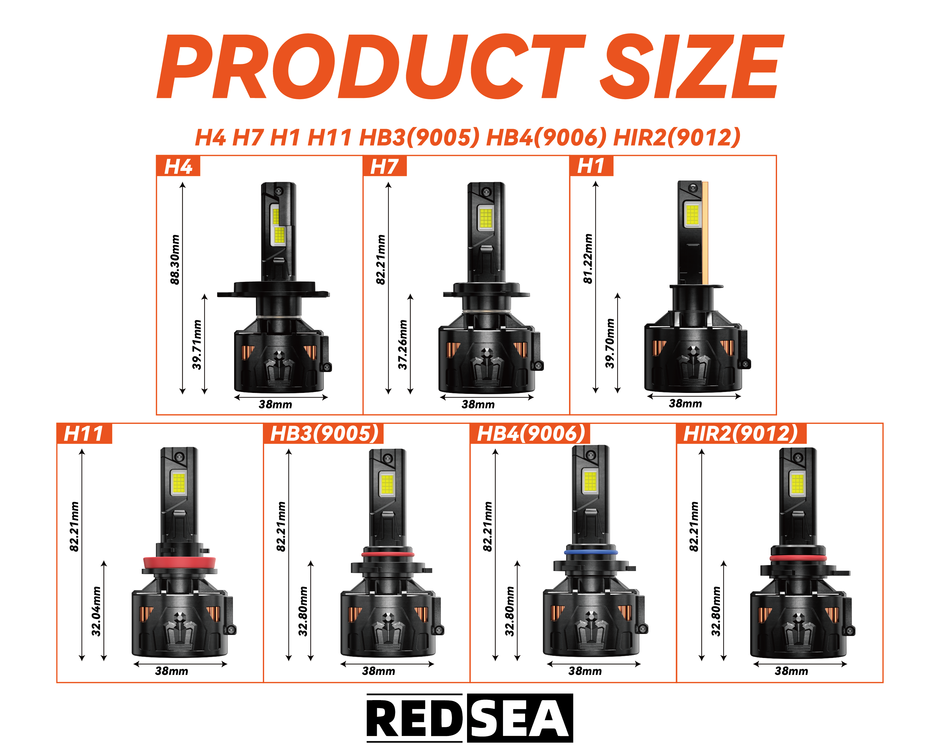 redsea r33b car led headlight bulb 330w 33000lm-6