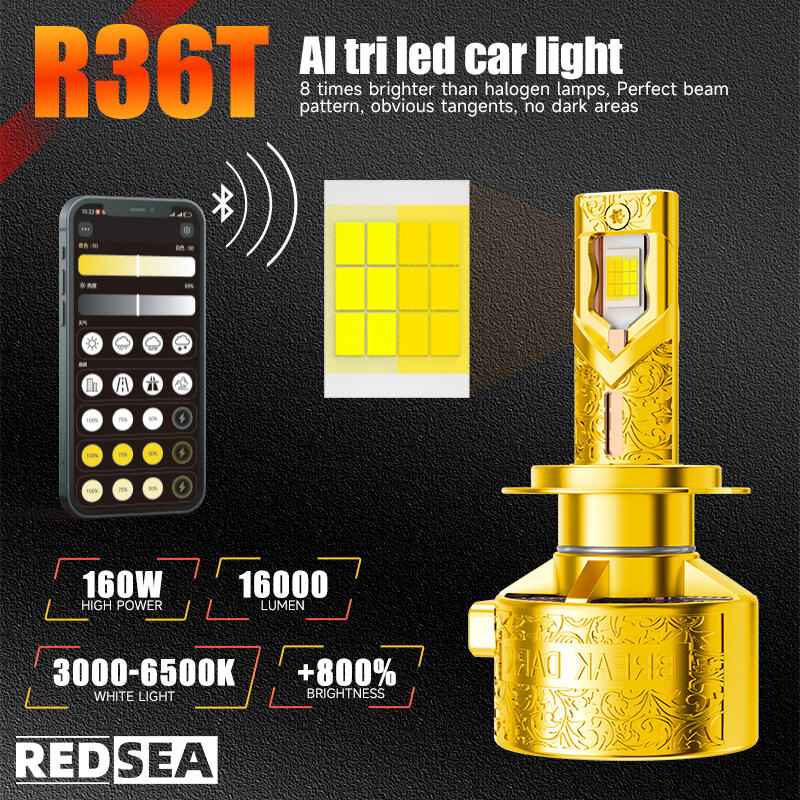 redsea r36t car led headlight 160w 16000lm-3