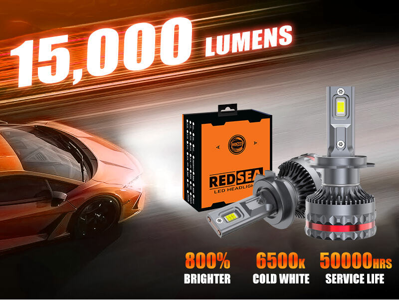redsea r17 led headlight bulbs 150w 15000lm size 357mm728mm power 150w lumen 15000lm led chip 3570 csp 6cores cct6500k voltage12v                                                          -3