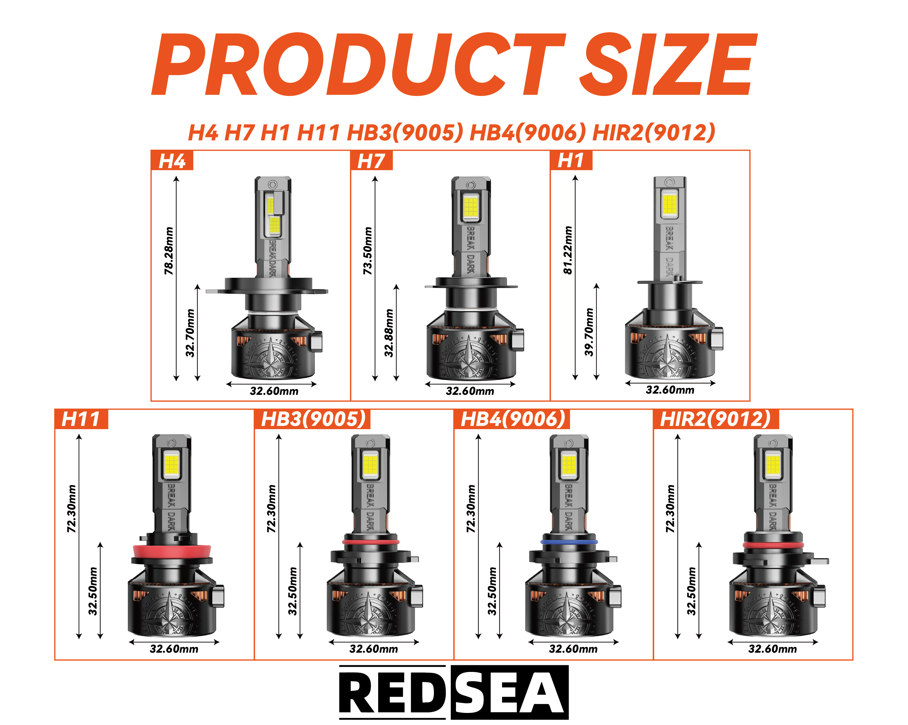 redsea r20b car led headlight 200w 20000lm-2