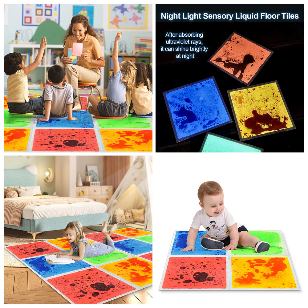 New product: sensory toys for children with autism, children's puzzle toys, luminous square liquid floor tiles manufacture