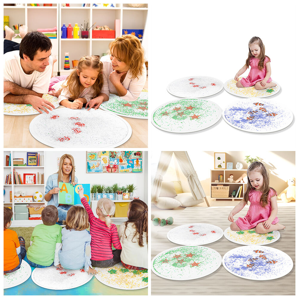 4PC Sensorial Toys Kid Kindergarten Round Dynamic Liquid Tiles Sensory Liquid Floor for Children Toddler Gel Mat for Kids factory