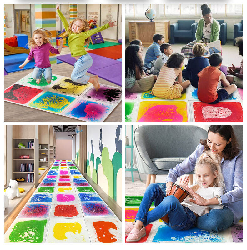 11.8/15.7/19.6 Inch 9Pcs  Preschool Kindergarten Nursery Sensory Floor Mat Kids Non-Slip Sensory Mats Liquid Floor Tiles Set supplier