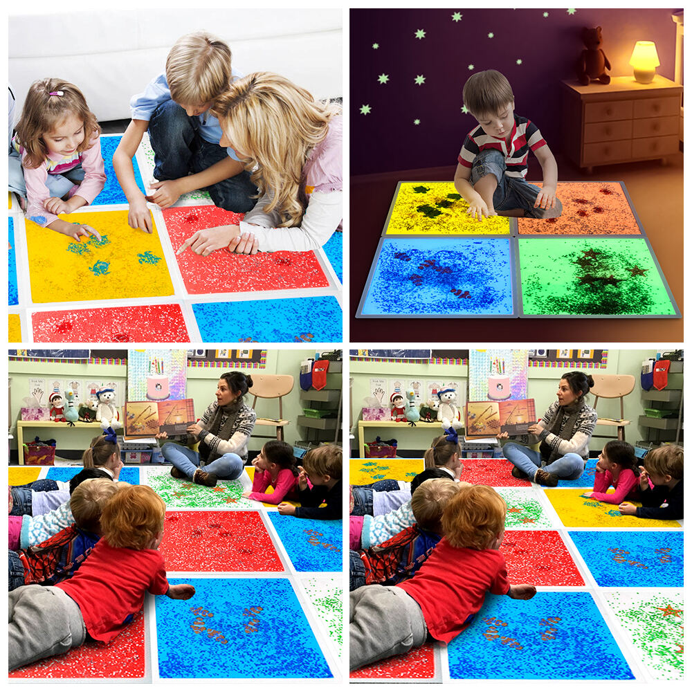 Square aquarium liquid sensory floor tiles suitable for treating children with autism, puzzle toys for children, squeezing toys manufacture