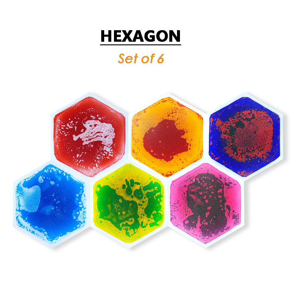 33/50CM 6 PC Sensory Mats Non-Slip Honeycomb Shape Color  Hexagonal Liquid Floor Tiles for Children