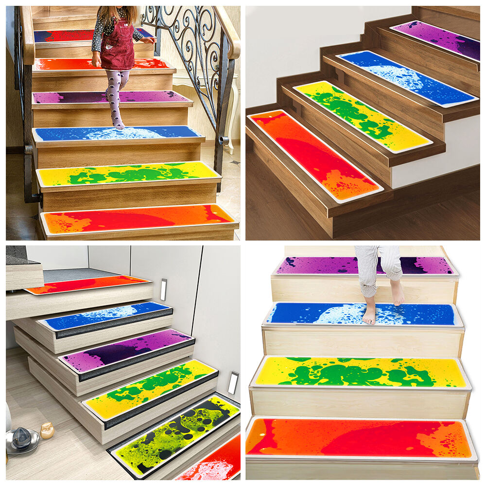 6PCS Indoor Decorative Anti Slip Non-Toxic Kids Educational Liquid Staircase Floor Mat Sensory Toys For Autistic Children factory