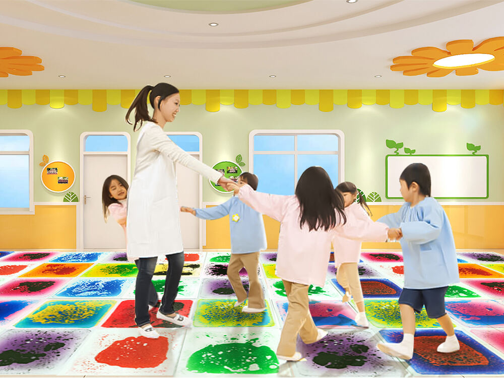 Multi-Shaped Liquid Floor Tiles in an Interactive Children's Museum