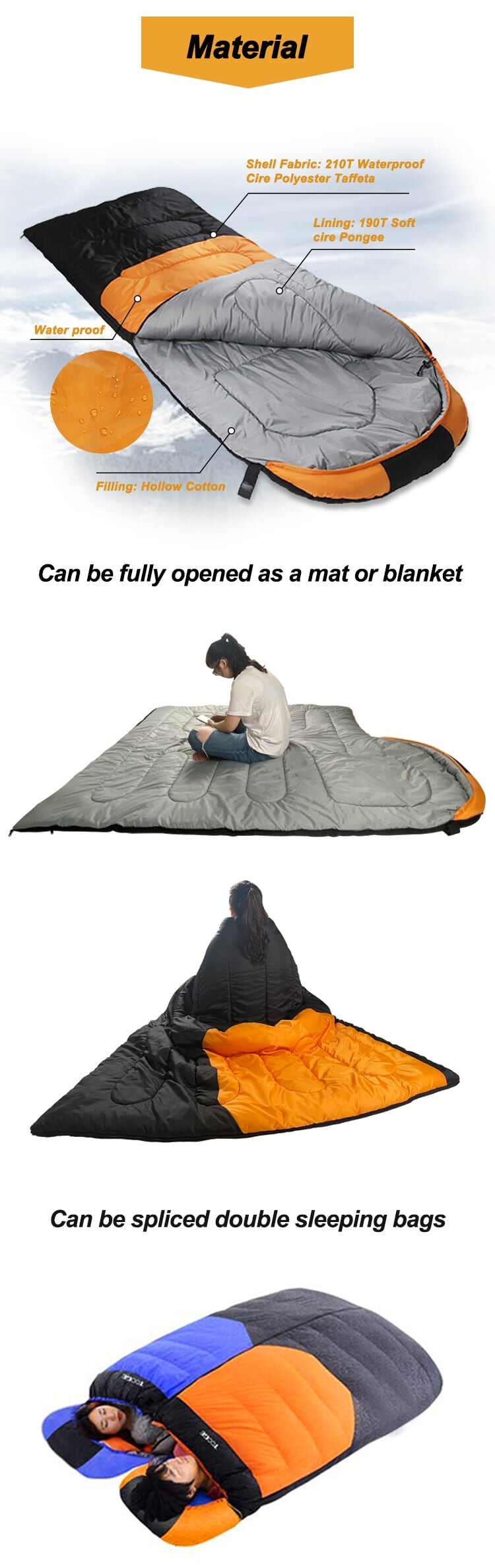 Waterproof Hiking Outdoor Camping Sleeping Bag For 4 Seasons details