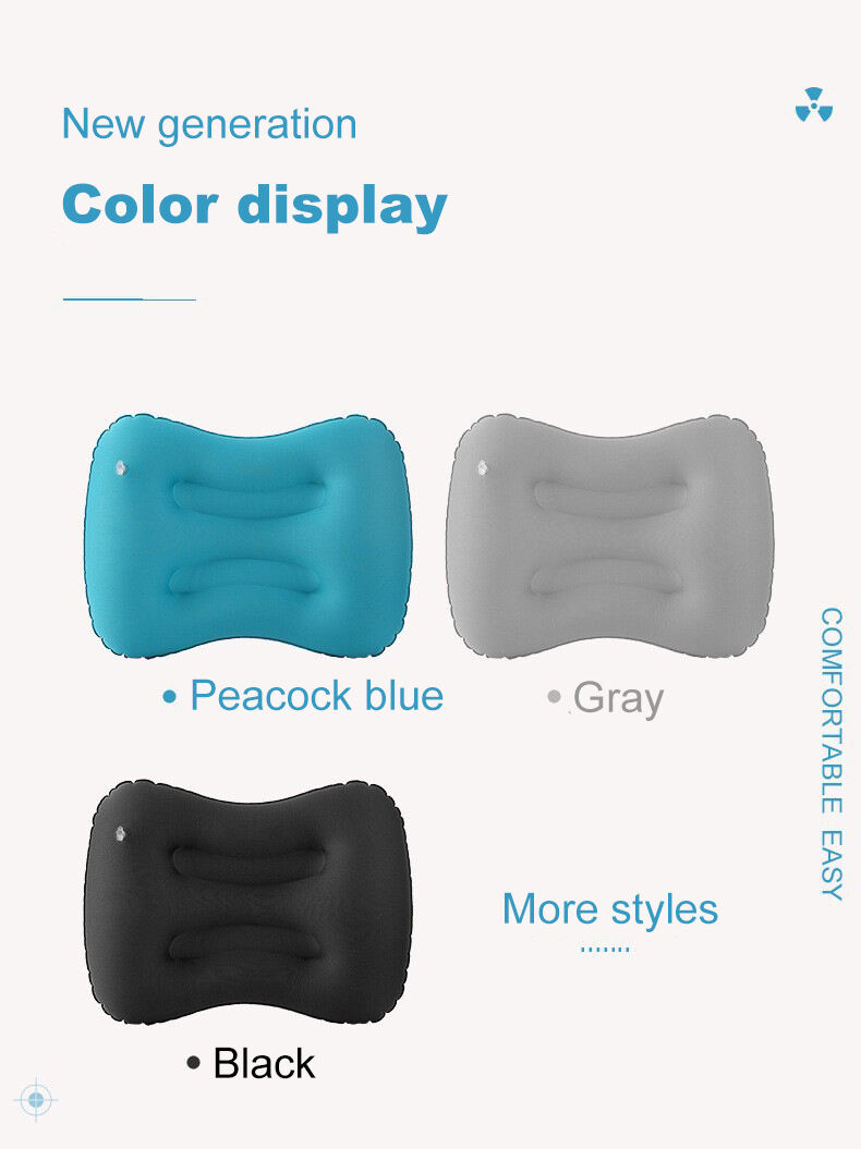 Cashew-shaped Squeeze and Inflate Travel Pillow details