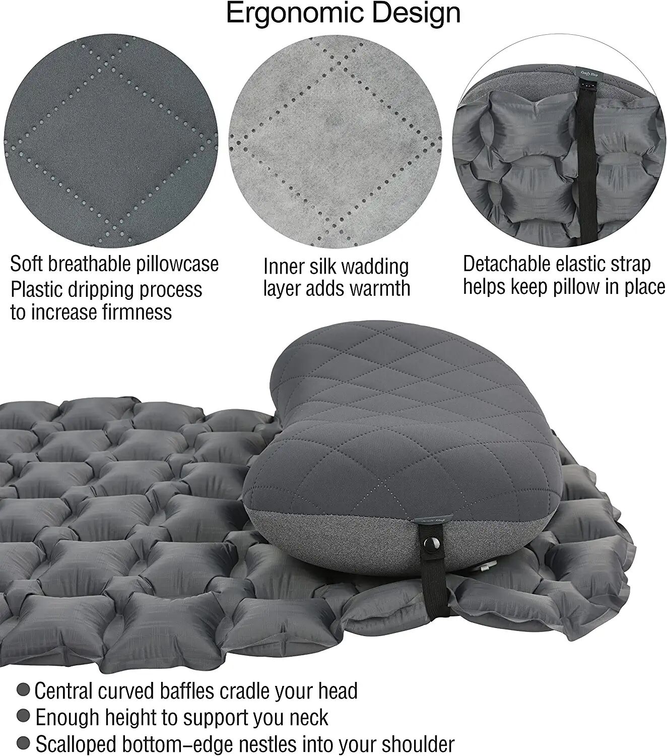 Detachable Fabric Cover Travel Pillow (Flat Crescent Pillow) details