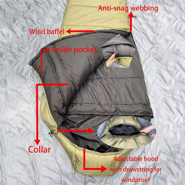 Hot Sale Adult Outdoor Waterproof Mummy Sleeping Bag for Camping Hiking Travel factory