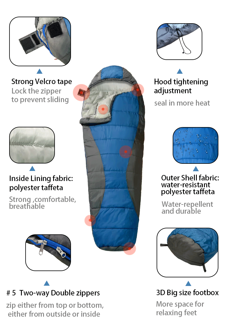 Four seasons Mummy Sleeping Bag details