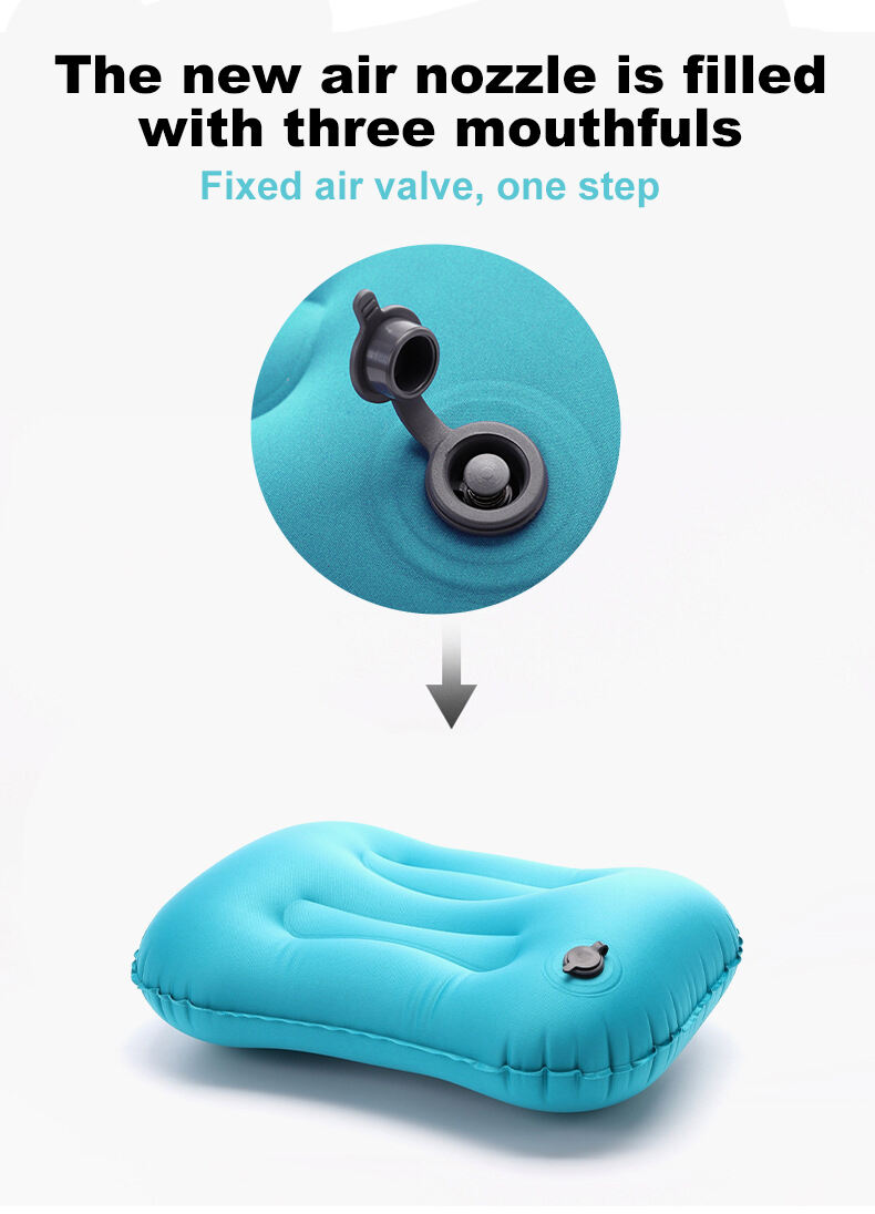 Cashew-shaped Inflatable Pillow with Mouthpiece for Blowing details