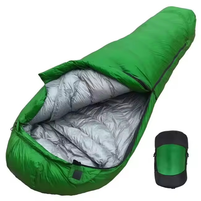 Customized Logo Goose Down Mummy Camping Single Waterproof Lightweight Down Sleeping Bag