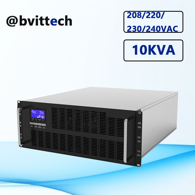 UPS tipo Rack padrão de 19' polegadas 216VDC para 208/220/230/240VAC 10KVA para Sala de Dados