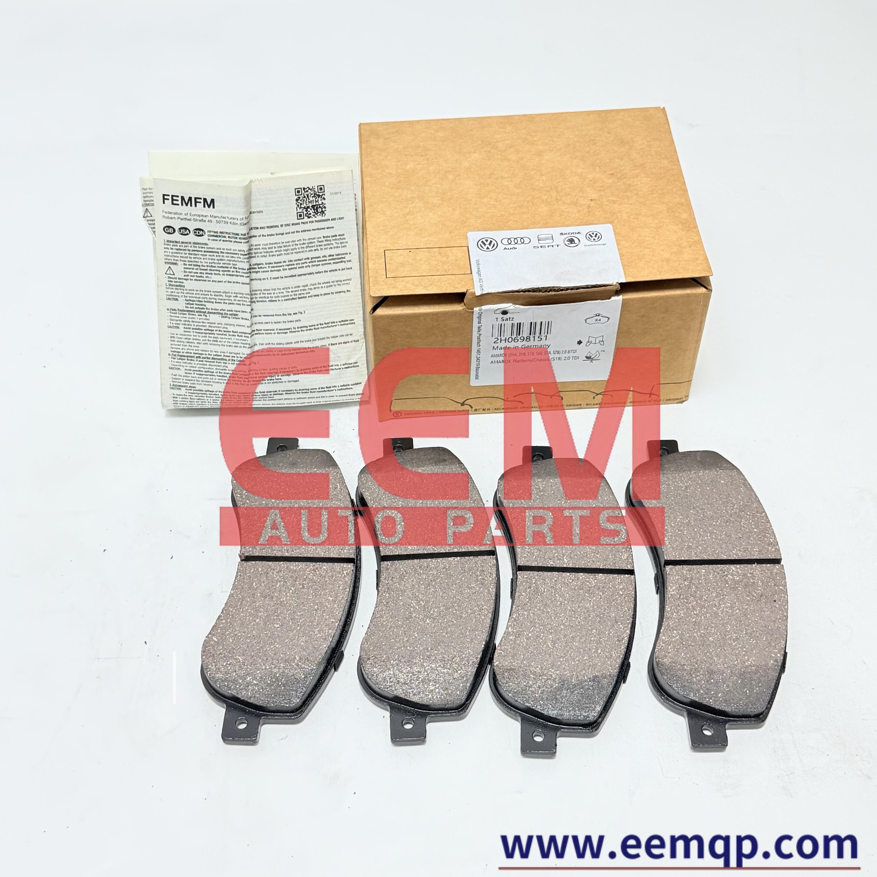 2H0698151 Front Brake Pads - Premium Semi-Metallic Brake Components for Volkswagen